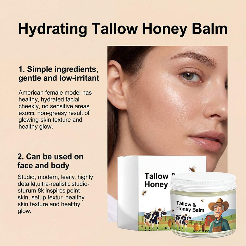 Tallow Honey Facial Cream Daily Moisturizing Soft Smooth Delicate Refreshing Fast Absorbing Hydrating Care For Face Skin