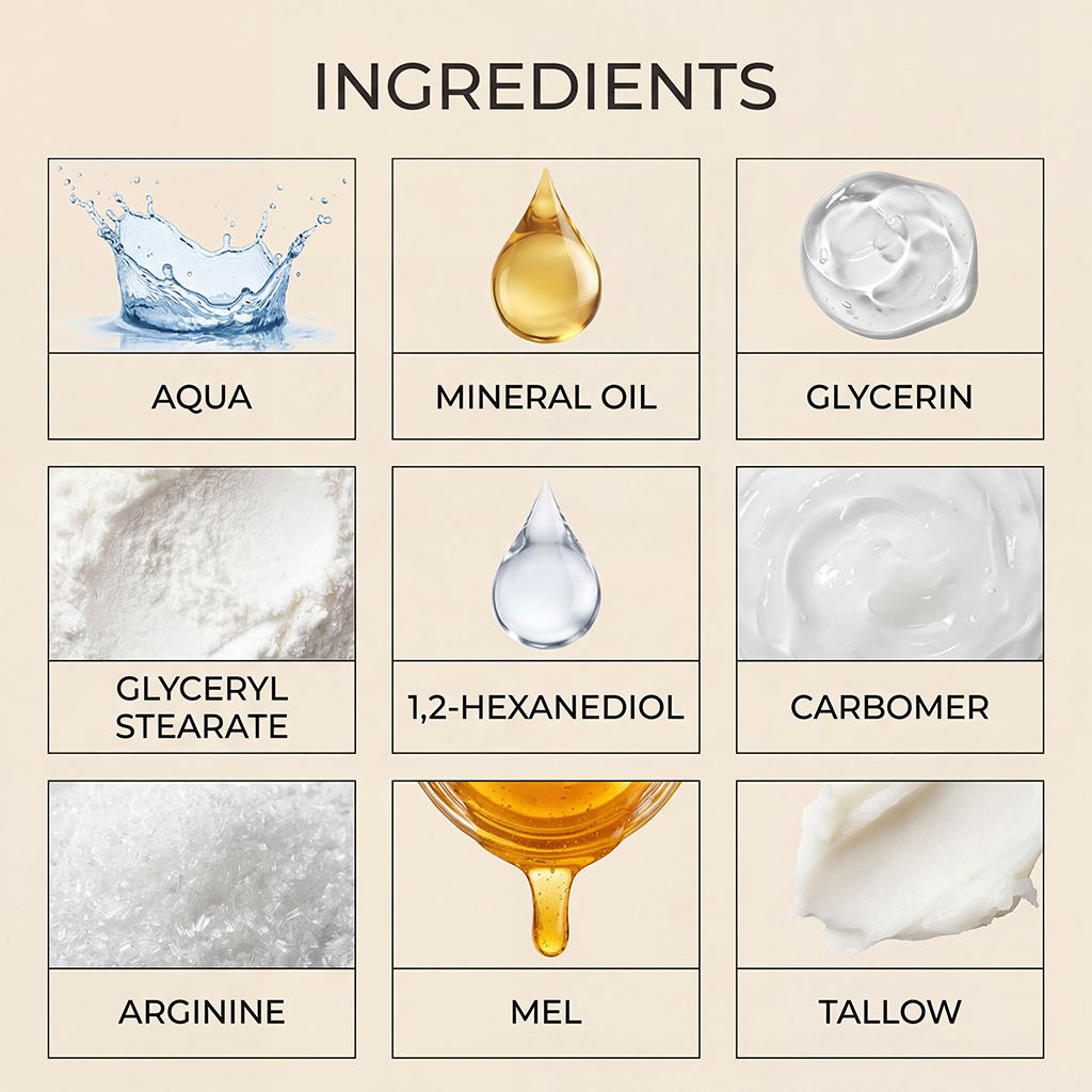 Tallow Honey Facial Cream Daily Moisturizing Soft Smooth Delicate Refreshing Fast Absorbing Hydrating Care For Face Skin
