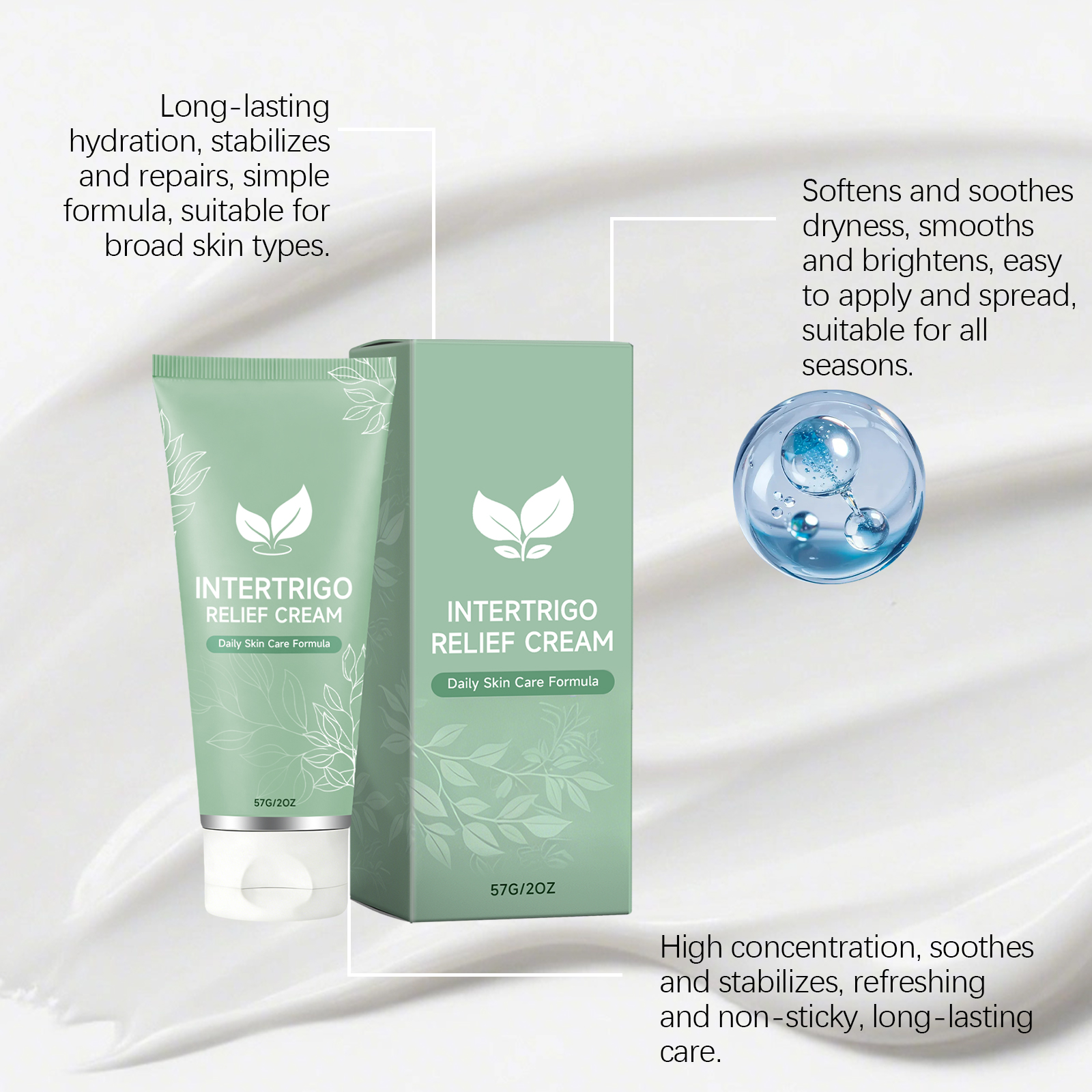 Skin Care Cream Mild Gentle Hydrated Delicate Refreshing Moisturizing Daily Comfort Light Care Body Skin