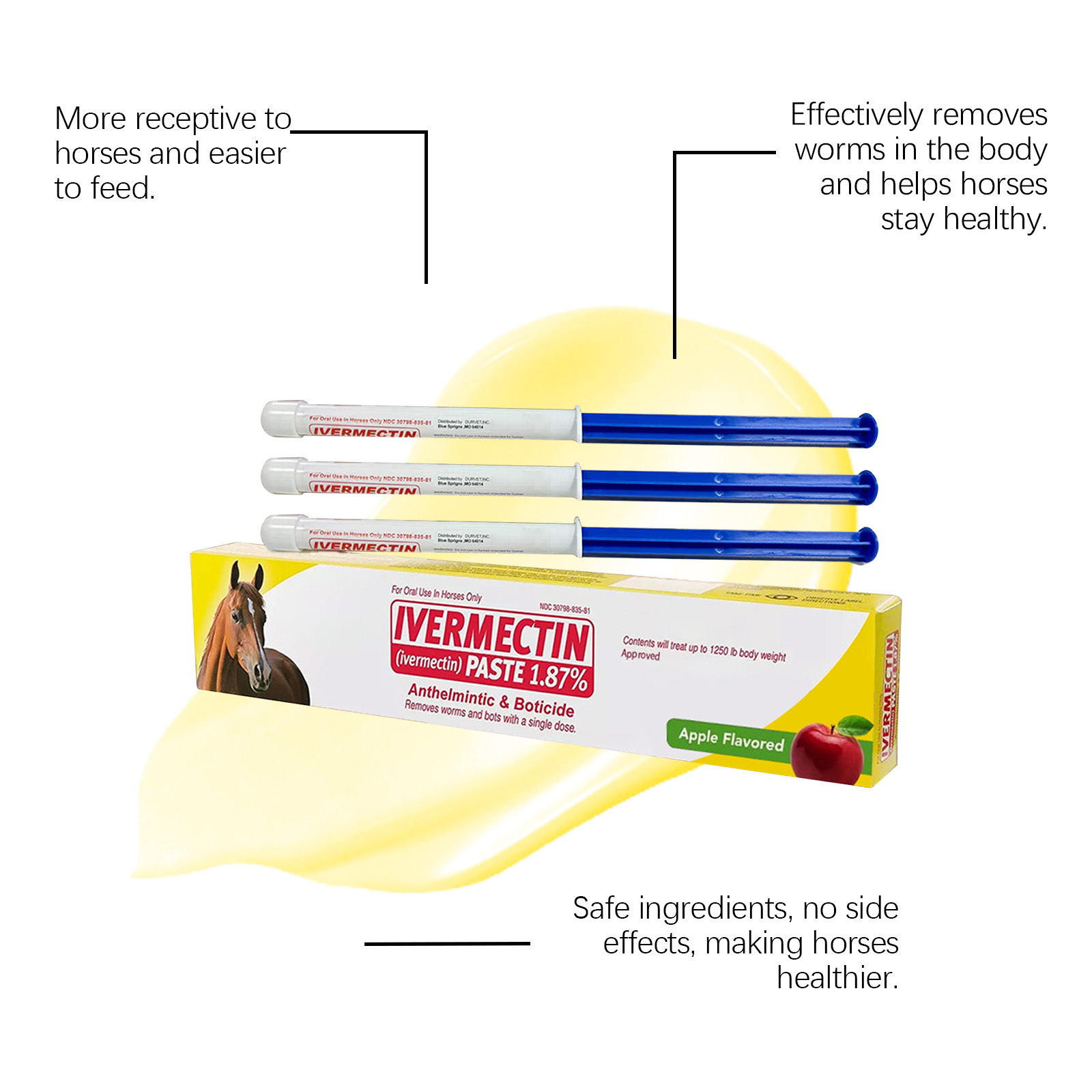 Apple Flavored Horse Ointment Mild Formula Repel Insects Regulate Balance Non Irritating Three Pack Special Care For Horses