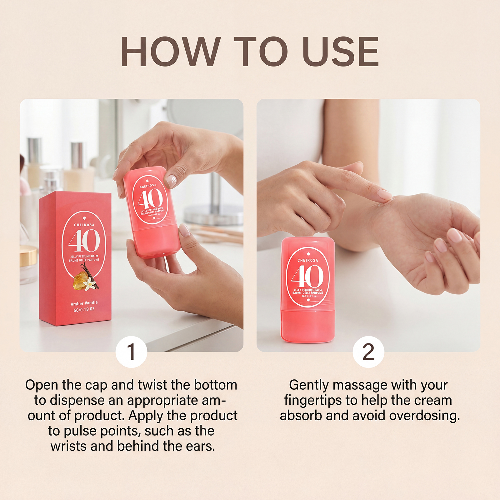 Solid Perfume Balm Amber Vanilla Sweet Scent Portable Easy Apply Create Atmosphere Show Elegant Taste Carry Along Side