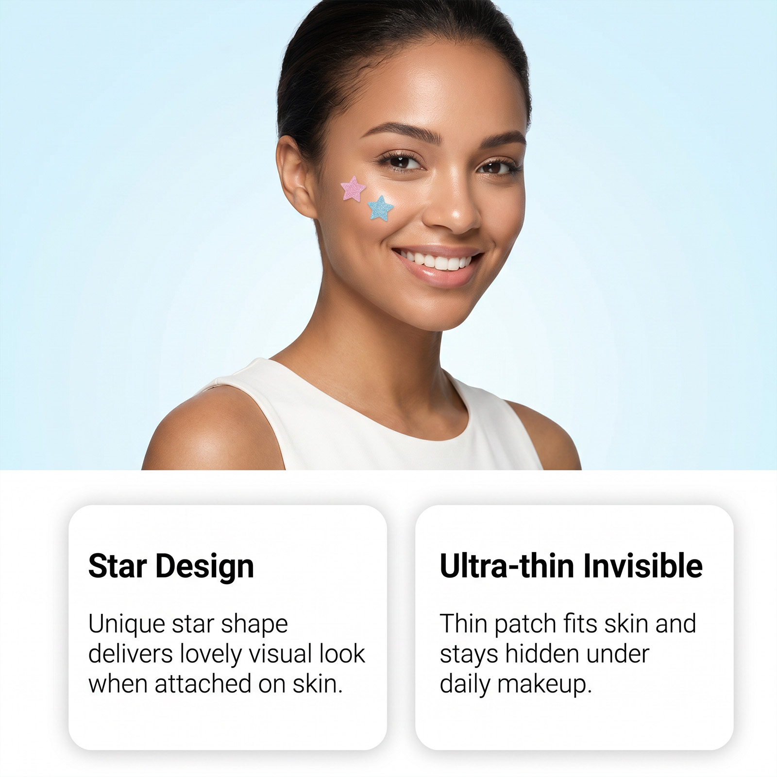 Star Colored Acne Patches Gentle Clean Skin Surface Thin Invisible Long Last Secure Tear Mild Comfort Skin Care
