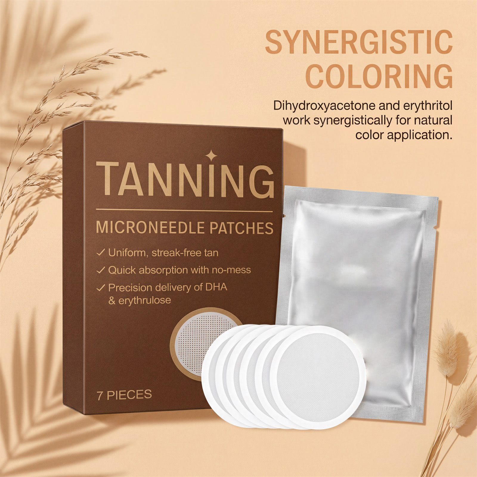 Transdermal Tanning Patch Sunless Microneedle Fit Fast Coloring Allantoin Moisturizing Natural Skin Tone Care