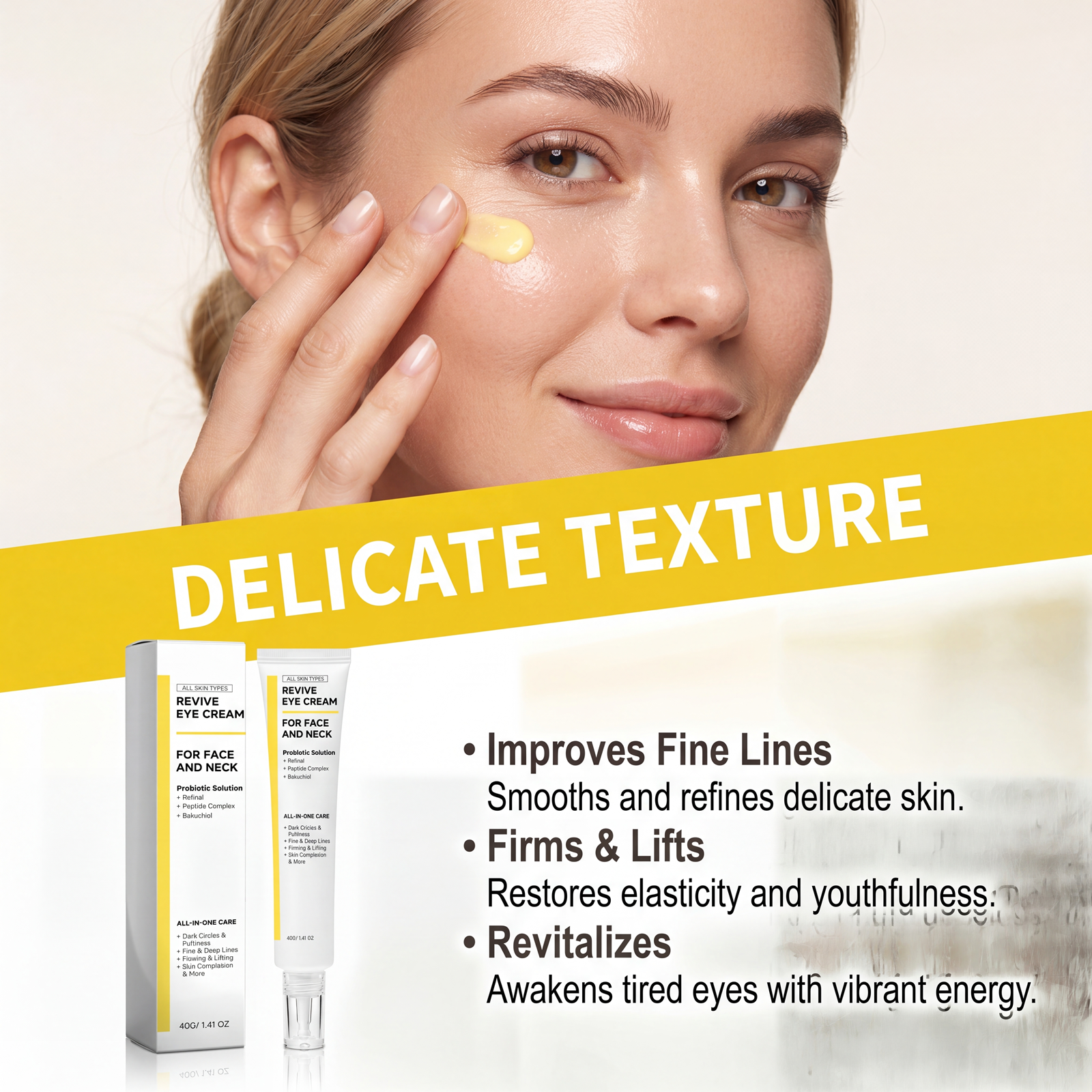 Revitalizing Eye Cream Mild Ingredients Hydrating Moisturizing Delicate Care Daily Gentle Massage Periorbital Skin