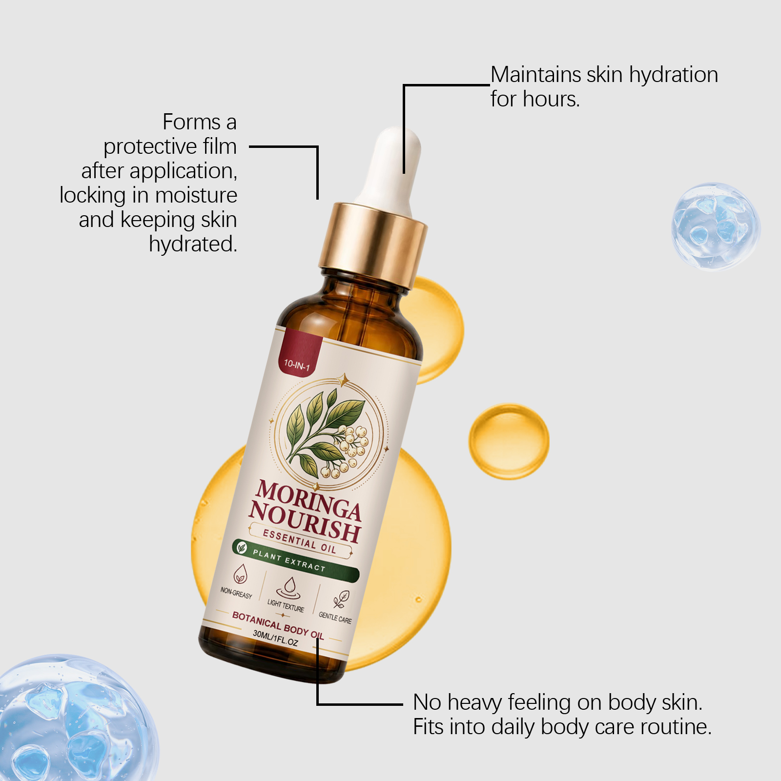 Moringa Nourishing Essential Oil Light Hydrating Soft Delicate Skin Daily Massage Care