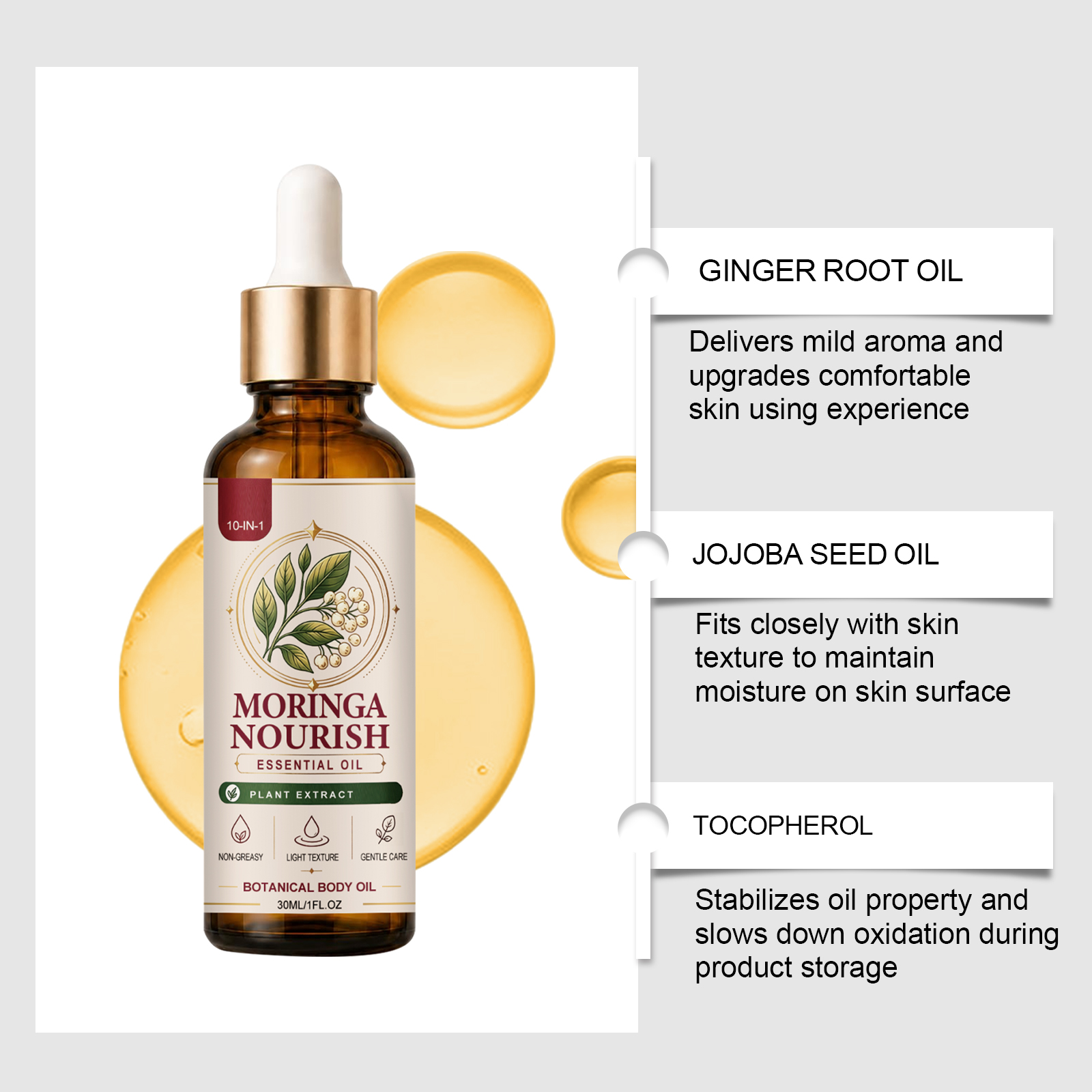Moringa Nourishing Essential Oil Light Hydrating Soft Delicate Skin Daily Massage Care