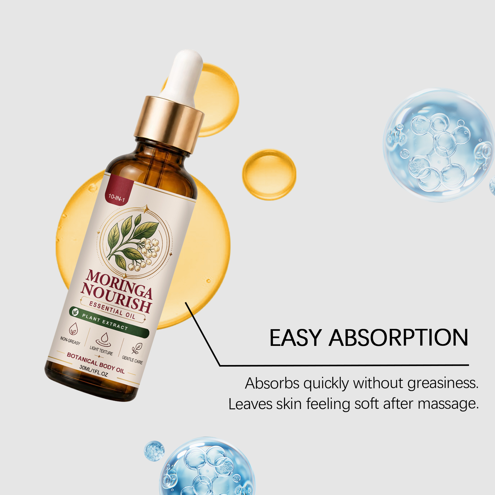 Moringa Nourishing Essential Oil Light Hydrating Soft Delicate Skin Daily Massage Care