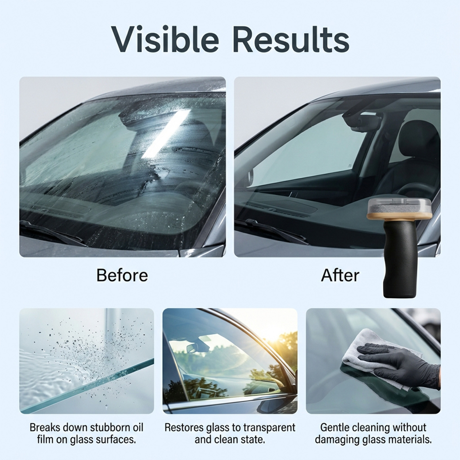Glass Oil Film Brush Daily Maintenance Convenient Mild Remove Grease Clear Windows Rearview Mirrors Multiple Scenarios Applicable