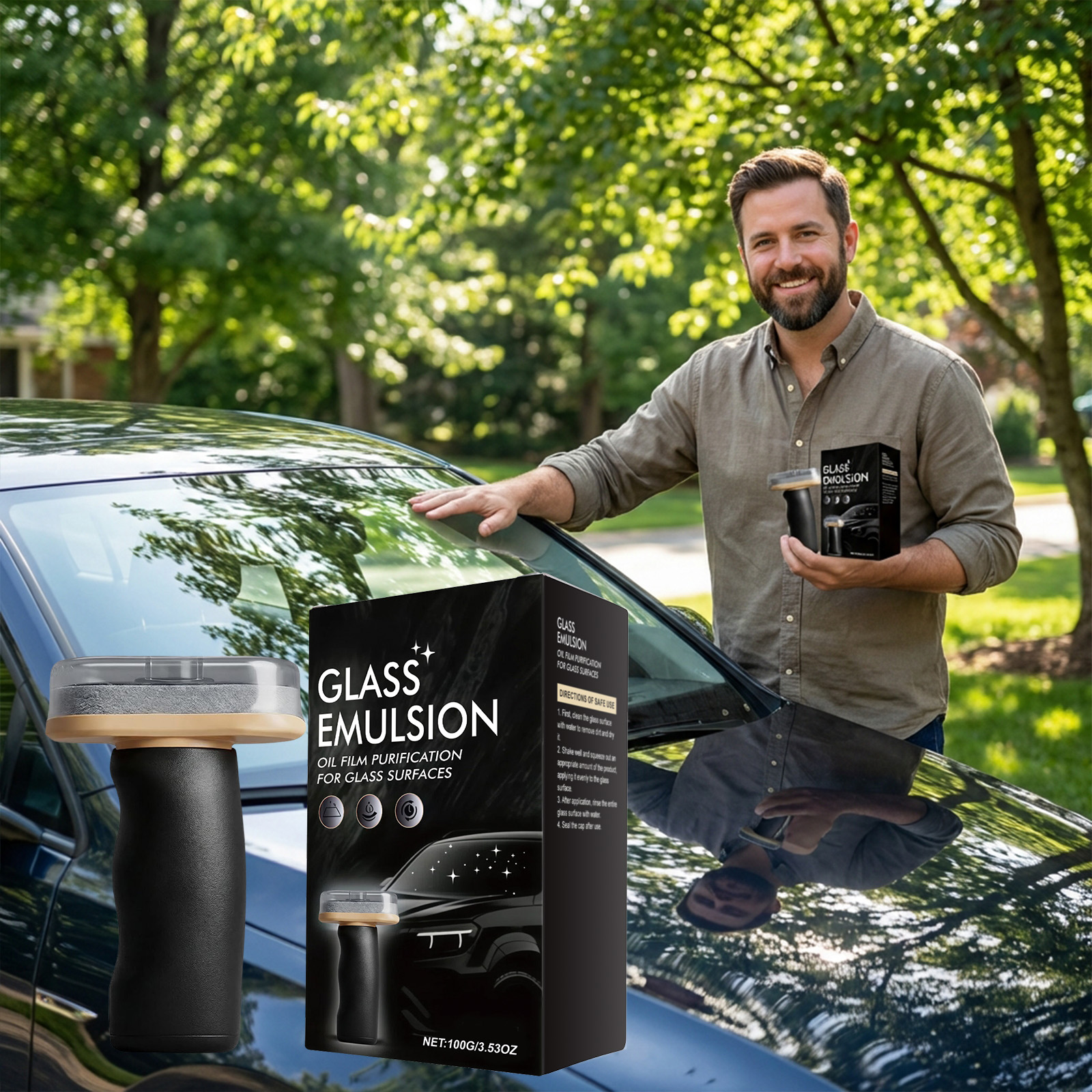 Glass Oil Film Brush Daily Maintenance Convenient Mild Remove Grease Clear Windows Rearview Mirrors Multiple Scenarios Applicable
