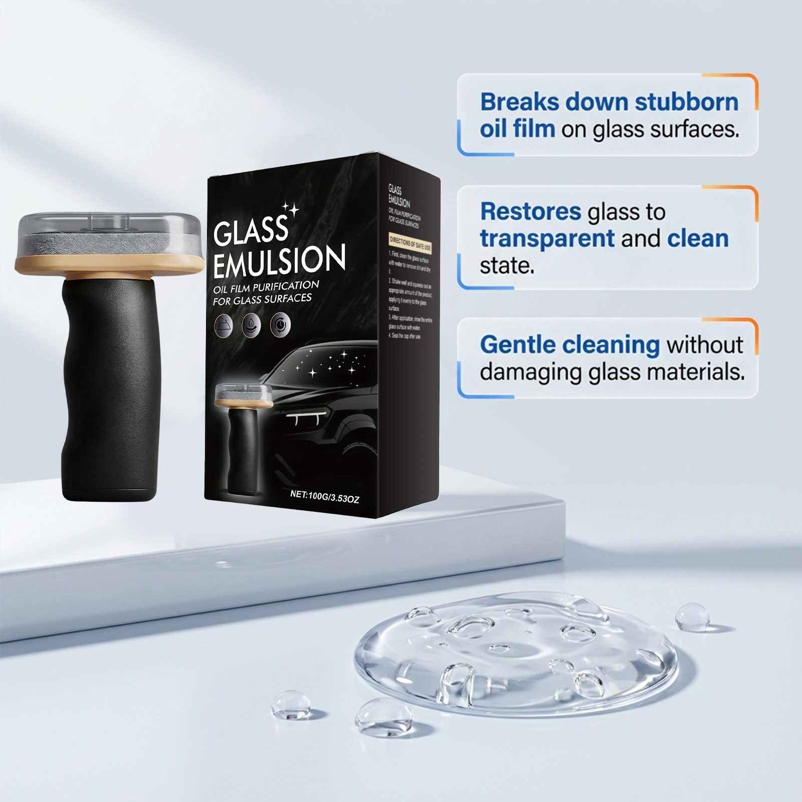 Glass Oil Film Brush Daily Maintenance Convenient Mild Remove Grease Clear Windows Rearview Mirrors Multiple Scenarios Applicable