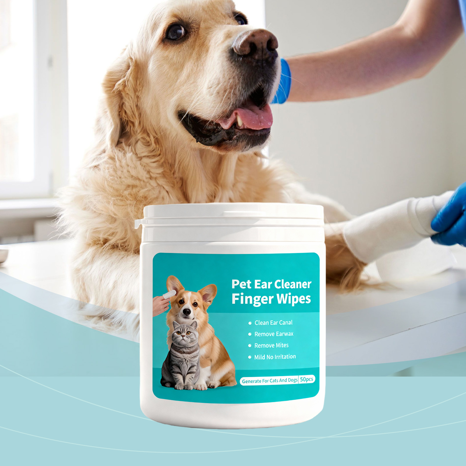 Pet Ear Cleaning Finger Wipes Gentle Remove Ear Dirt Odor For Daily Pet Care
