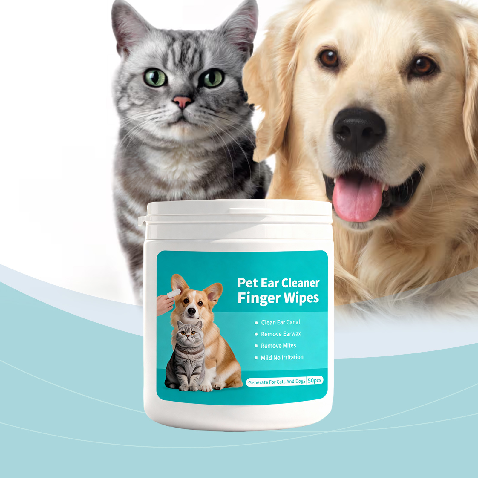 Pet Ear Cleaning Finger Wipes Gentle Remove Ear Dirt Odor For Daily Pet Care