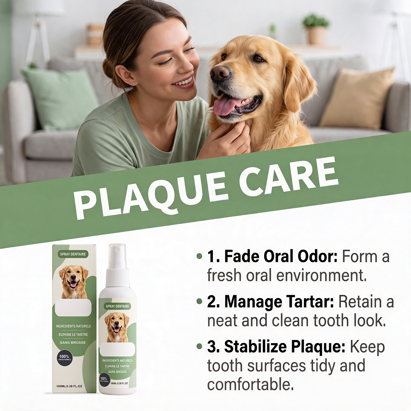 Pet Oral Spray Daily Mild Cleaning Fresh Breath Teeth Care Plaque Removal For Pets