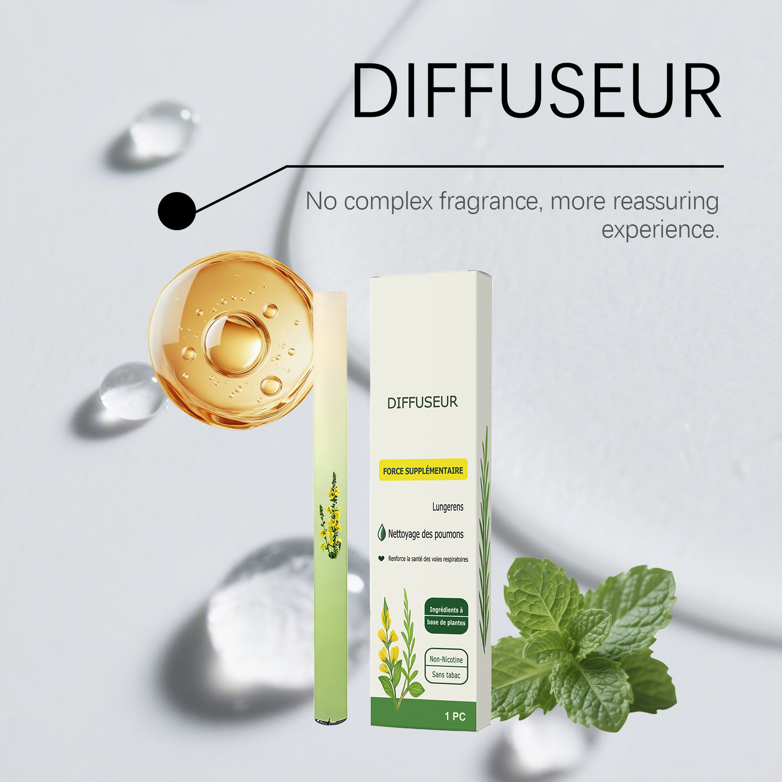 Herbal Fresh Breathing Stick Mild Formula Plant Essence Nourish Body Daily Portable Care Stick