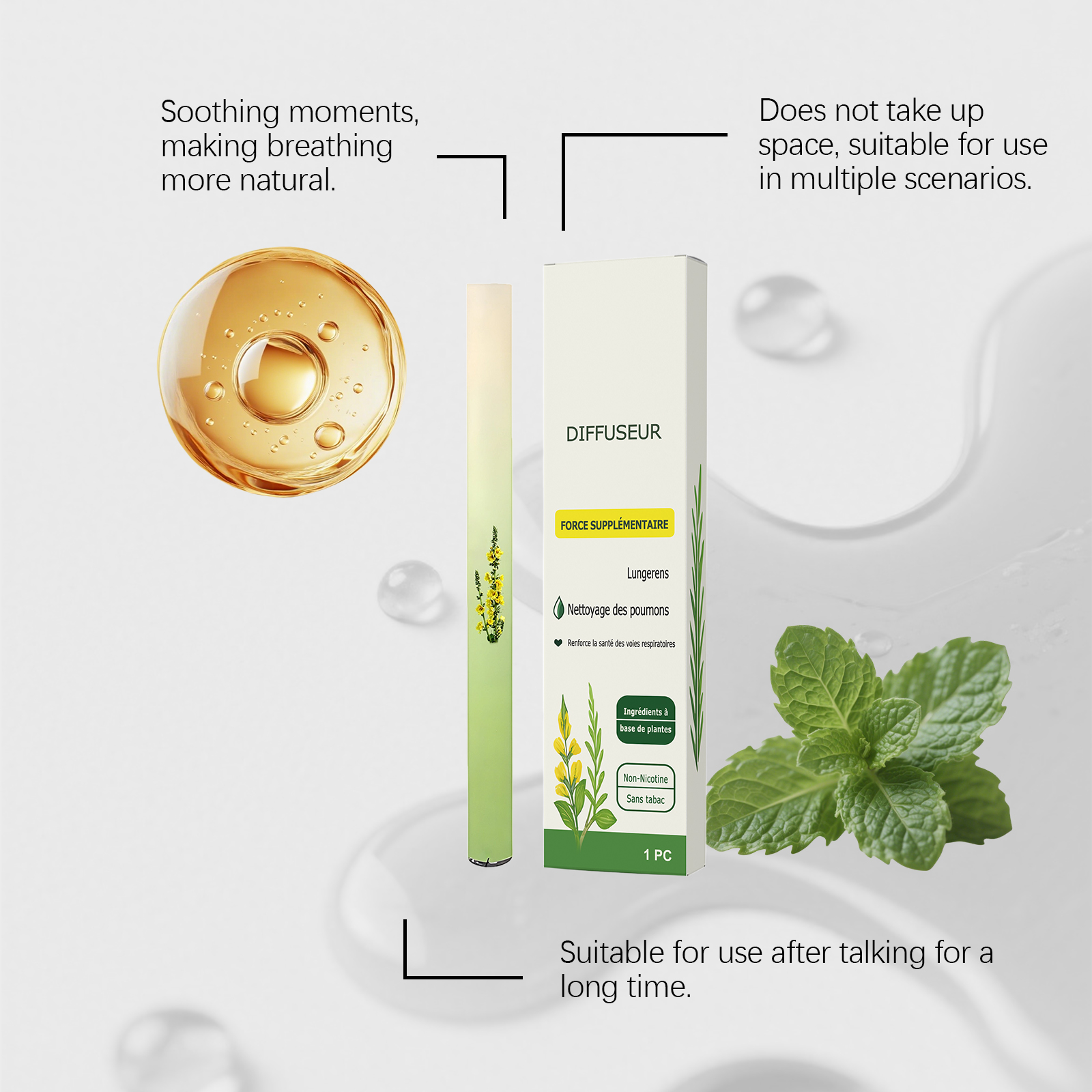 Herbal Fresh Breathing Stick Mild Formula Plant Essence Nourish Body Daily Portable Care Stick
