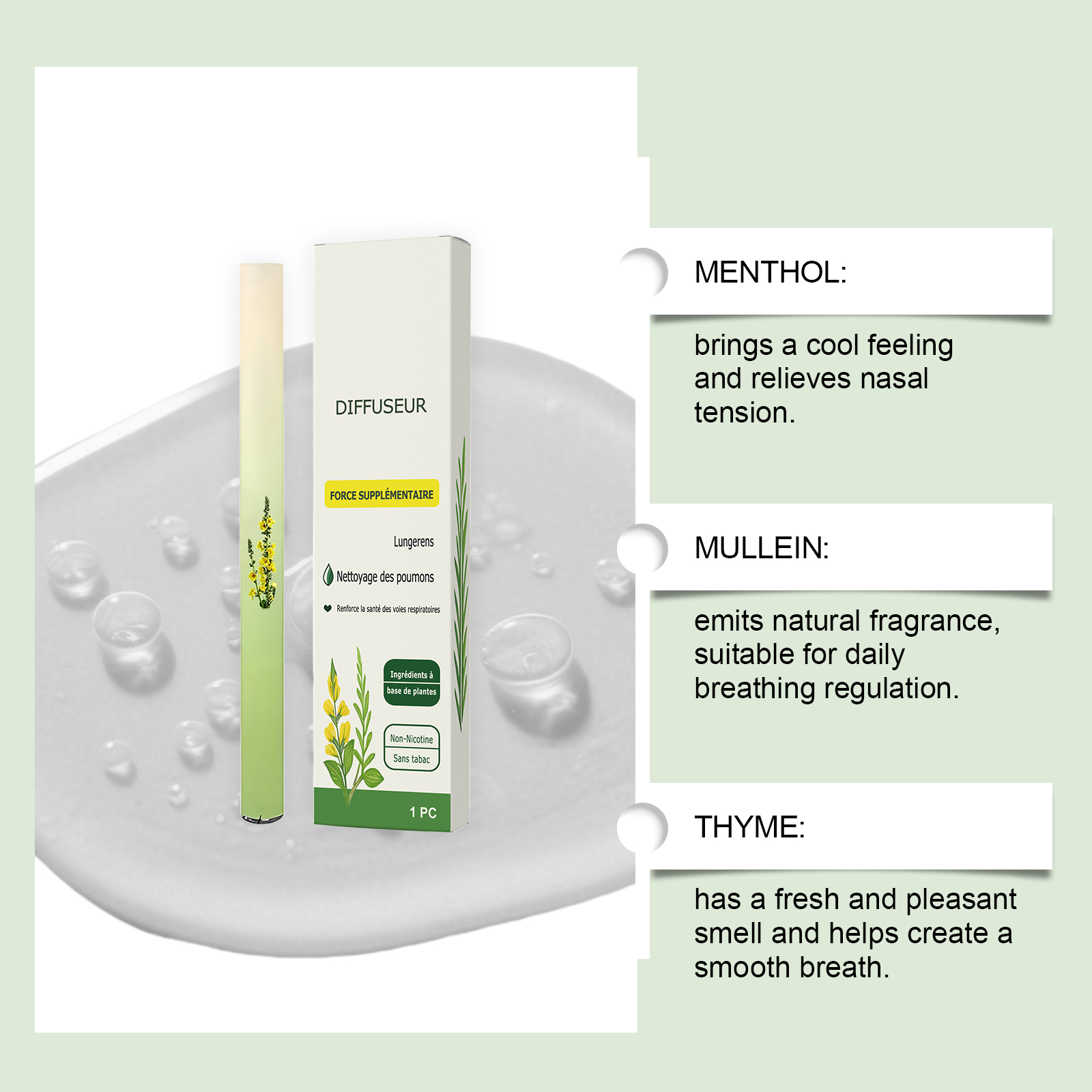 Herbal Fresh Breathing Stick Mild Formula Plant Essence Nourish Body Daily Portable Care Stick