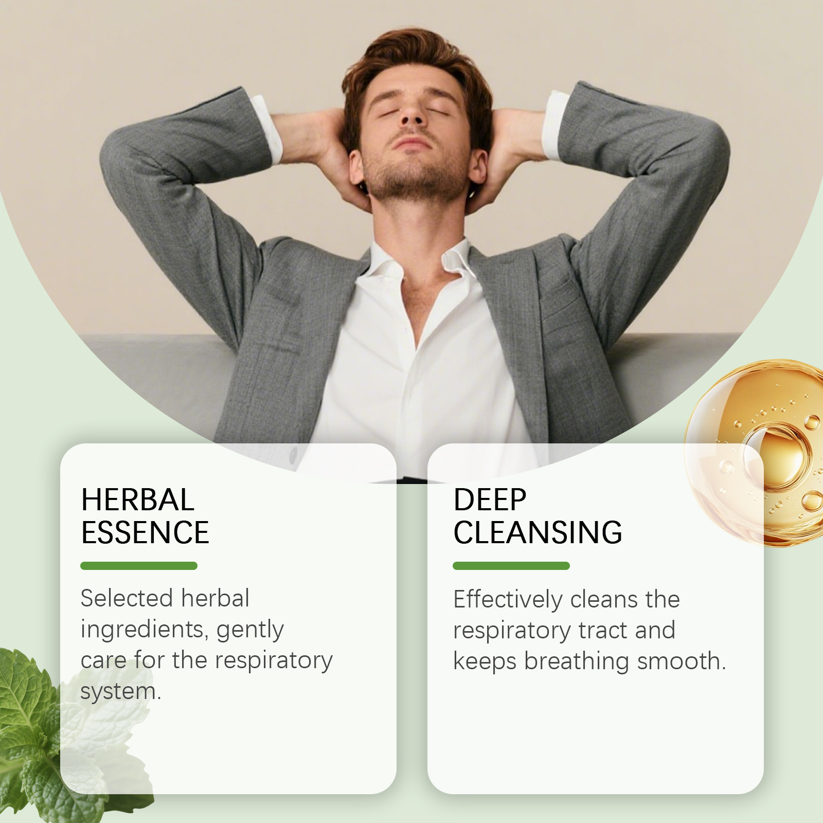 Herbal Fresh Breathing Stick Mild Formula Plant Essence Nourish Body Daily Portable Care Stick