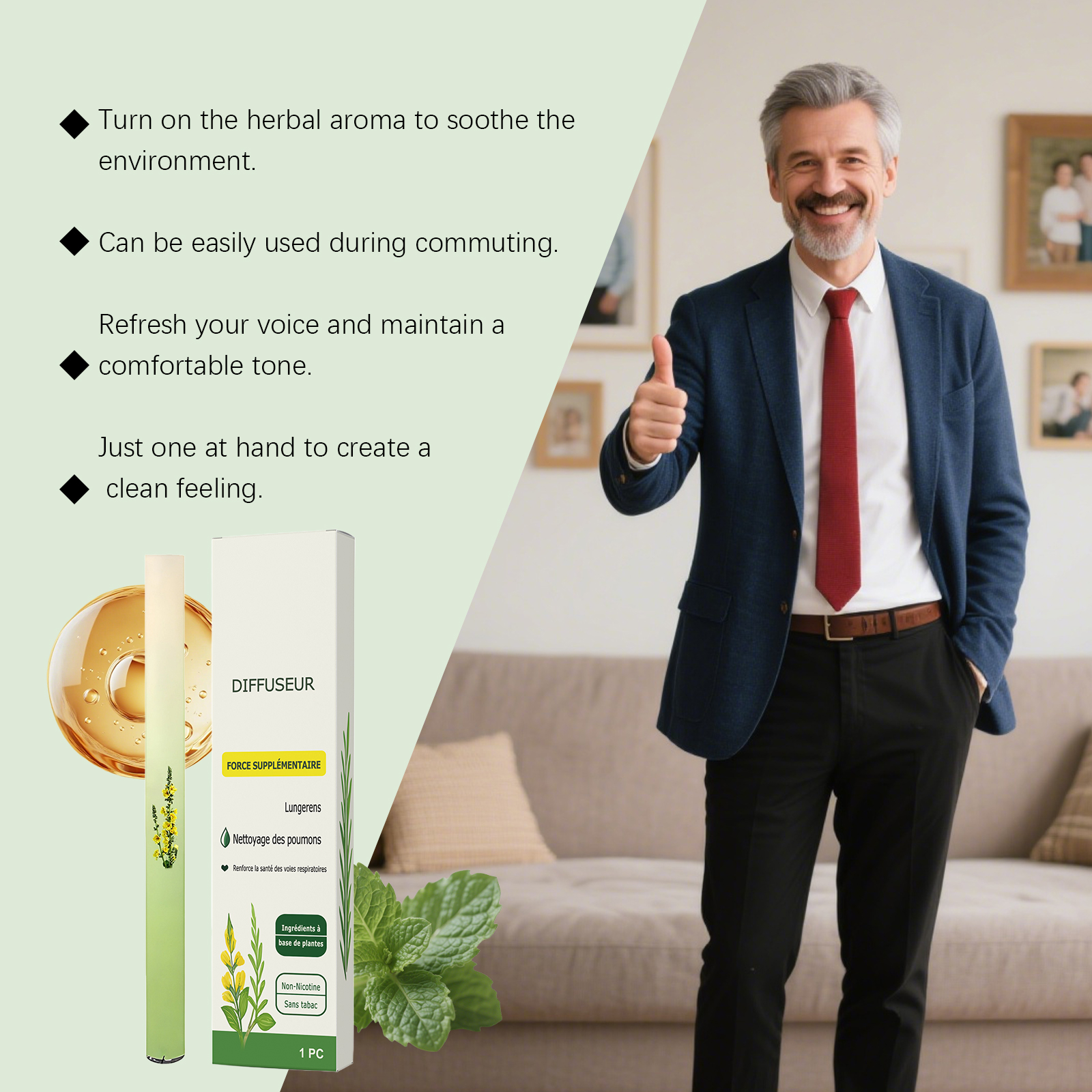 Herbal Fresh Breathing Stick Mild Formula Plant Essence Nourish Body Daily Portable Care Stick