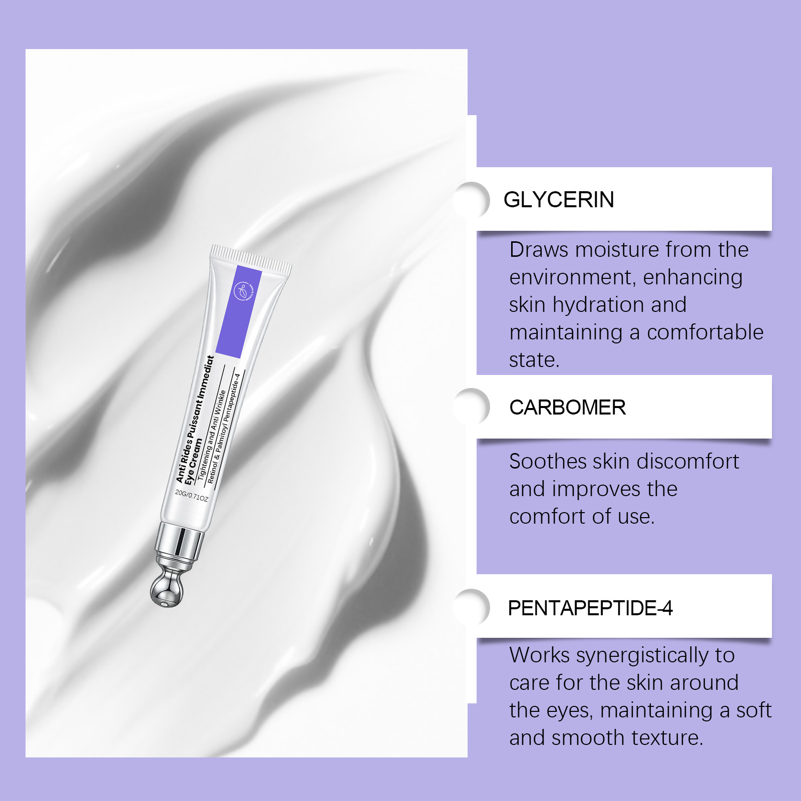 Retinol Moisturizing Eye Cream Nourish Soothe Comfort Eye Skin Elastic Plump Easy Smear Daily Care Lotion