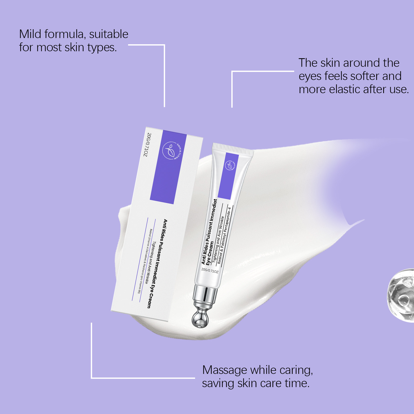 Retinol Moisturizing Eye Cream Nourish Soothe Comfort Eye Skin Elastic Plump Easy Smear Daily Care Lotion