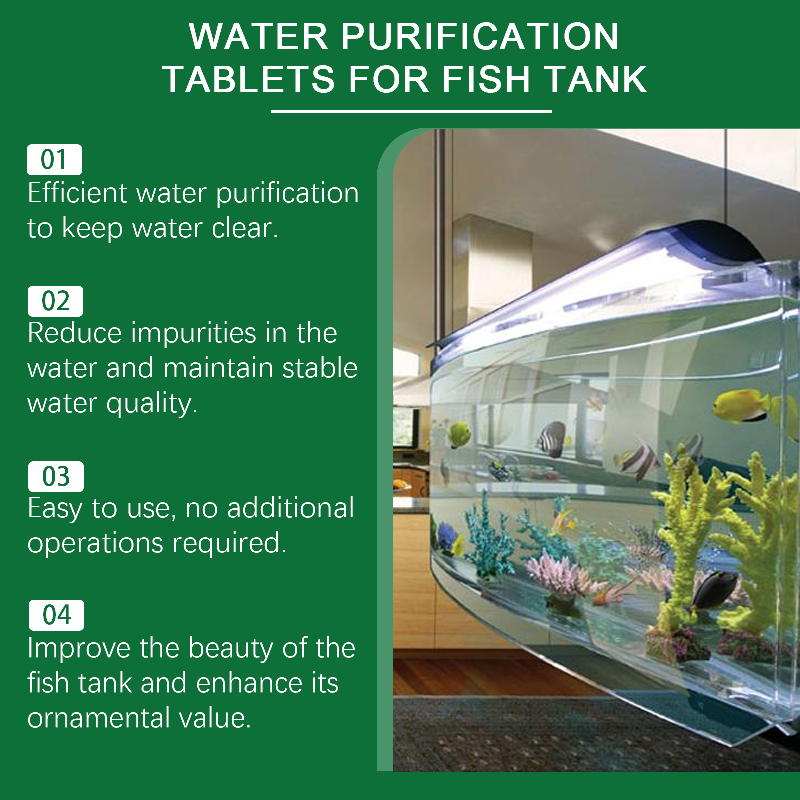 Aquarium Purifying Tablets Special Water Cleaning Deodorize Remove Algae Stains Sludge Clear Fishpond