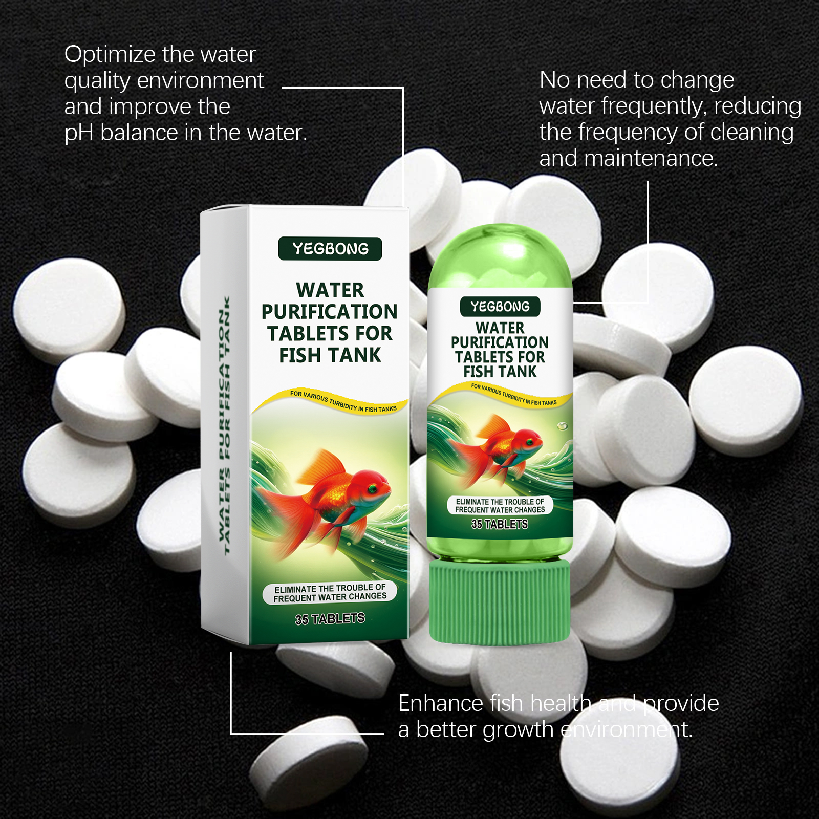 Aquarium Purifying Tablets Special Water Cleaning Deodorize Remove Algae Stains Sludge Clear Fishpond