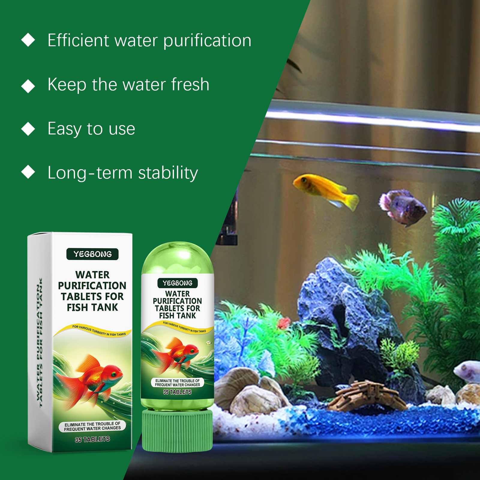 Aquarium Purifying Tablets Special Water Cleaning Deodorize Remove Algae Stains Sludge Clear Fishpond