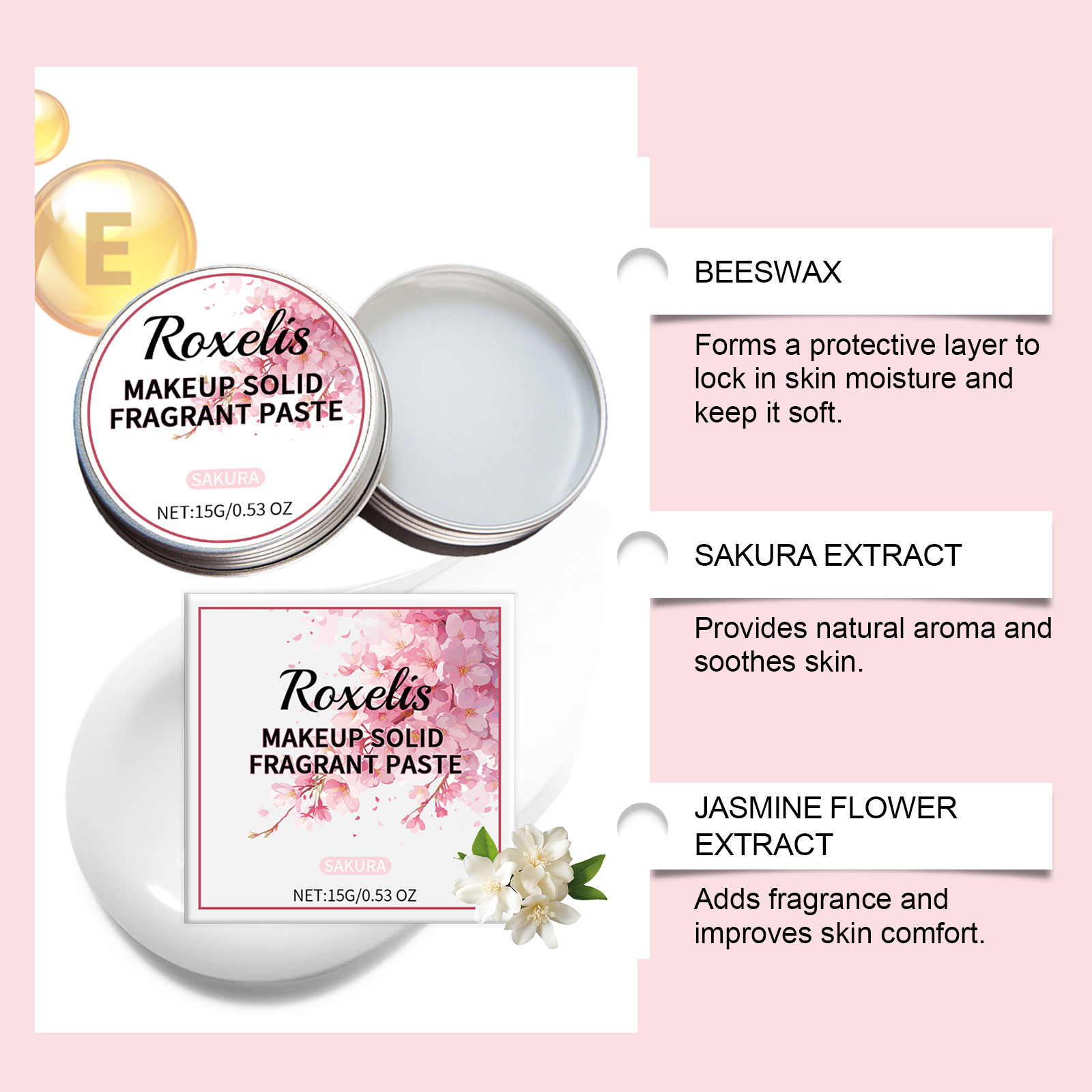 Solid Cherry Blossom Balm Gentle Elegant Long Lasting Light Fragrance Radiate Charm Refreshing Non Sticky Dating Pocket Perfume Balm