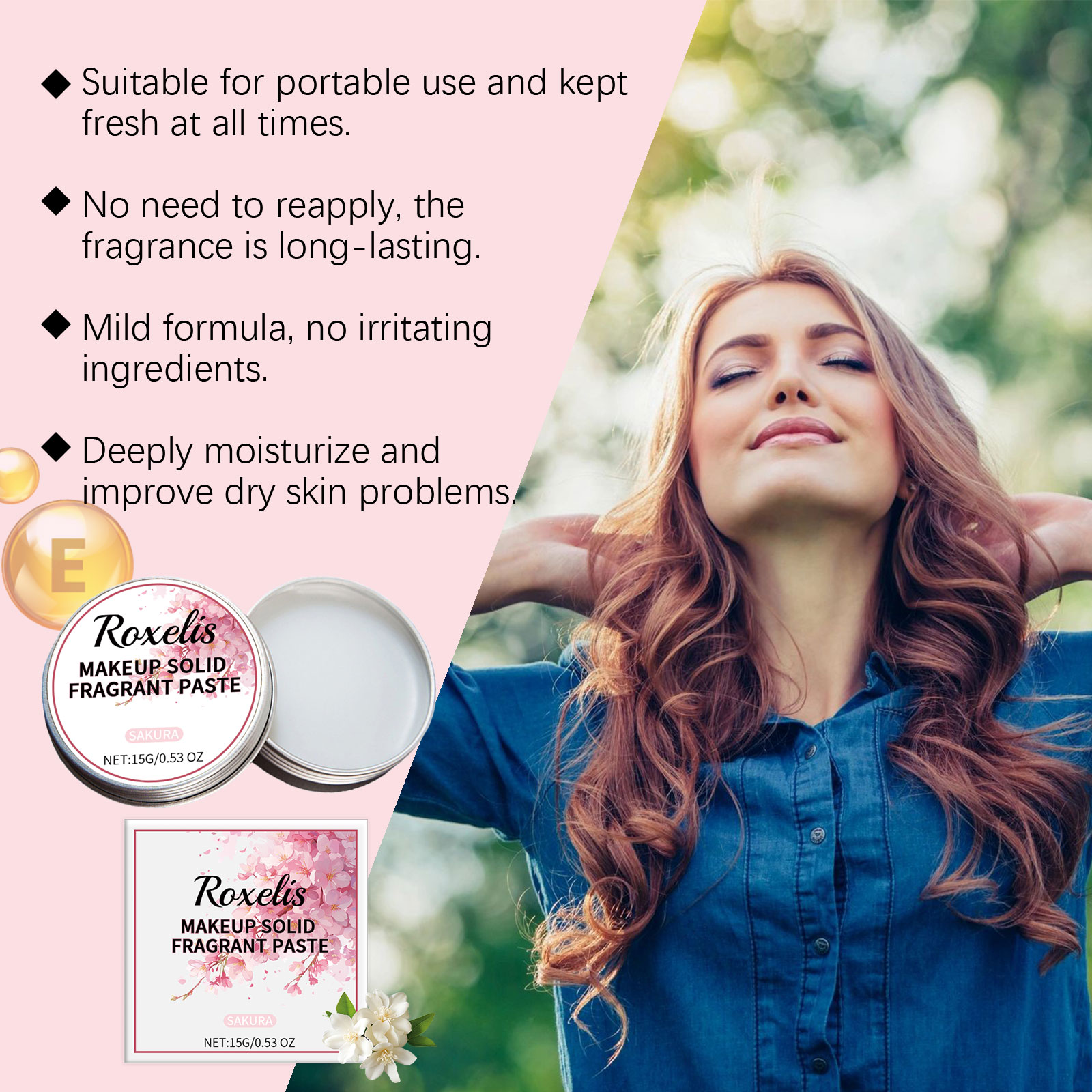 Solid Cherry Blossom Balm Gentle Elegant Long Lasting Light Fragrance Radiate Charm Refreshing Non Sticky Dating Pocket Perfume Balm