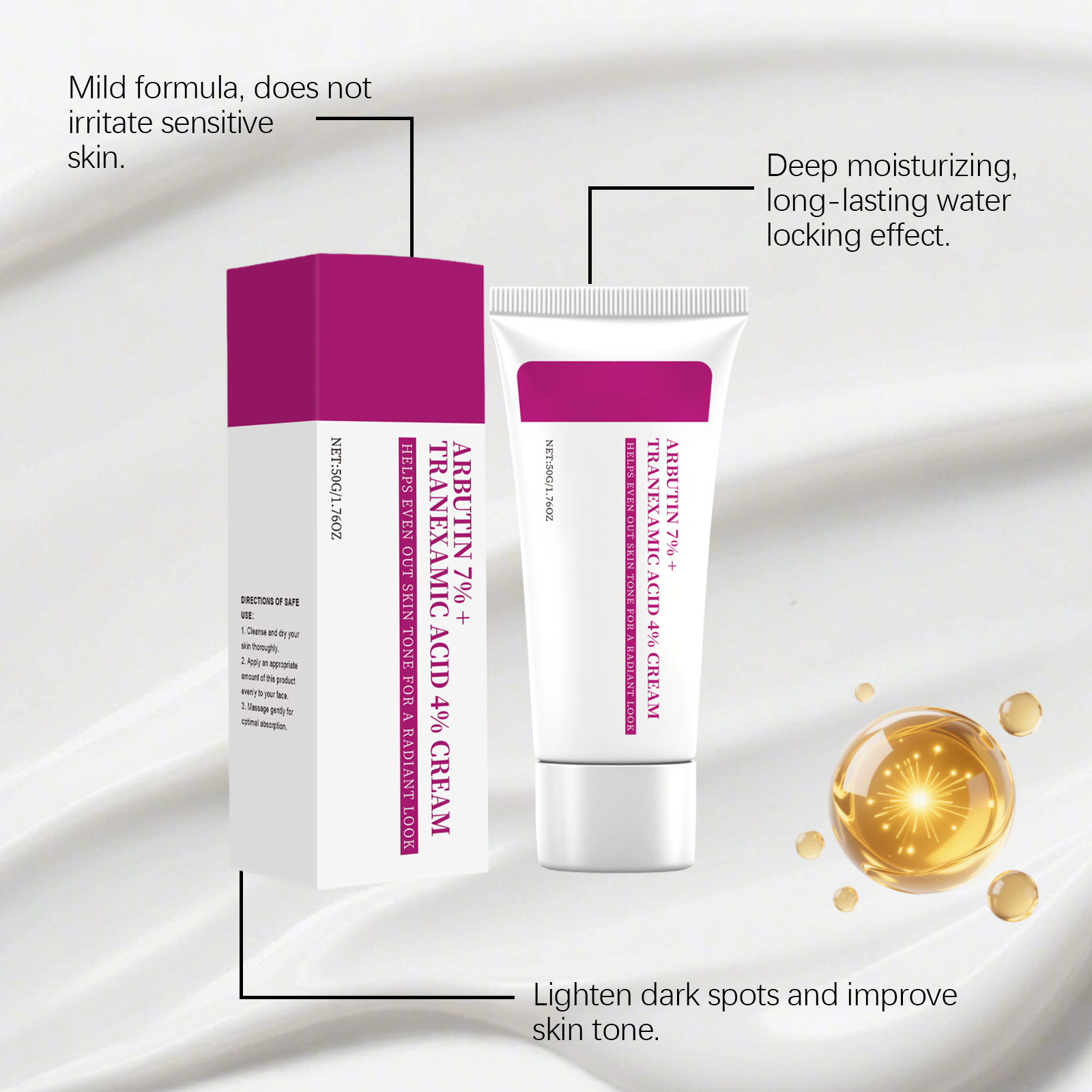 Arbutin Face Cream Moisturizing Nourishing Even Skin Tone Dark Spot Fading Daily Face Care 1 PCS