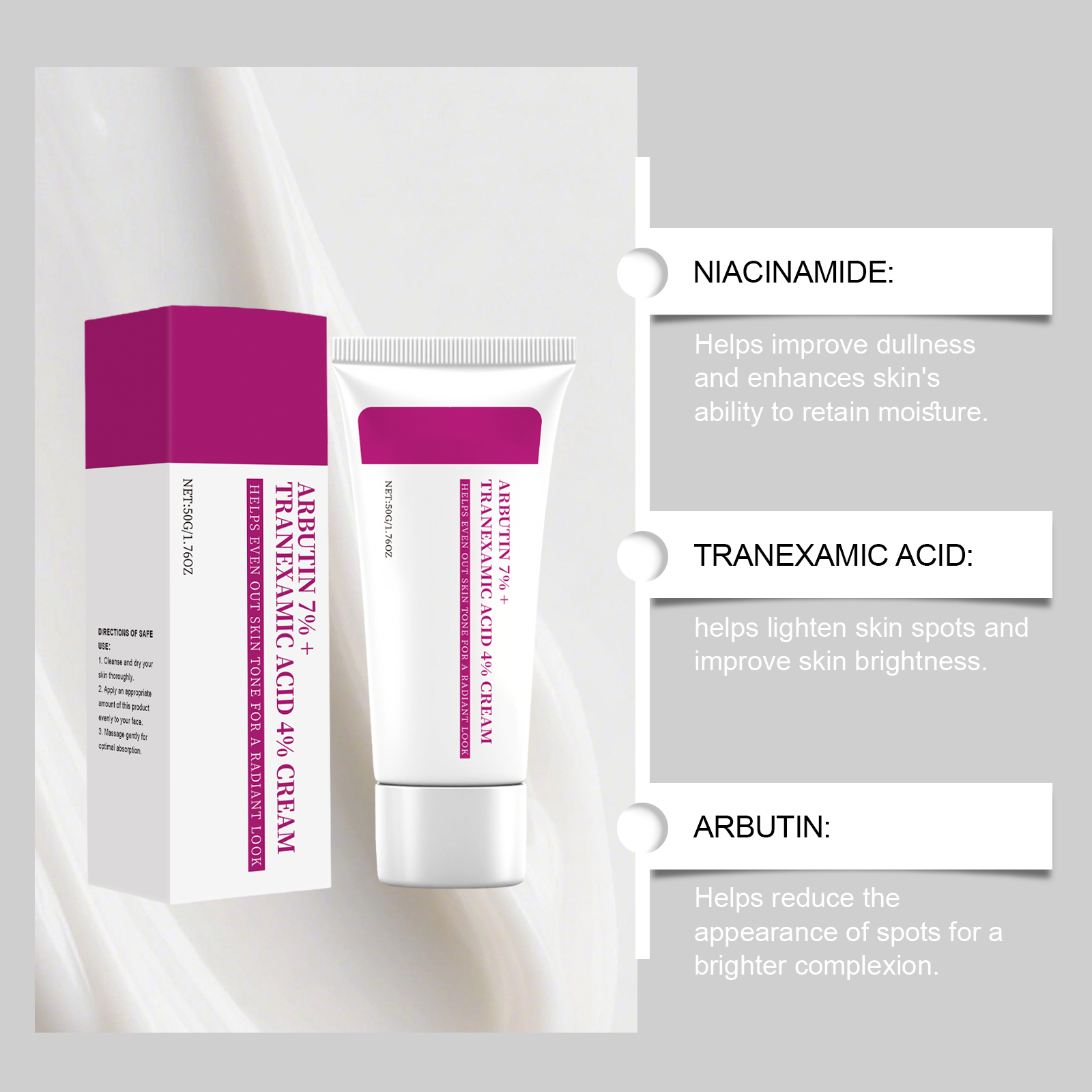Arbutin Face Cream Moisturizing Nourishing Even Skin Tone Dark Spot Fading Daily Face Care 1 PCS