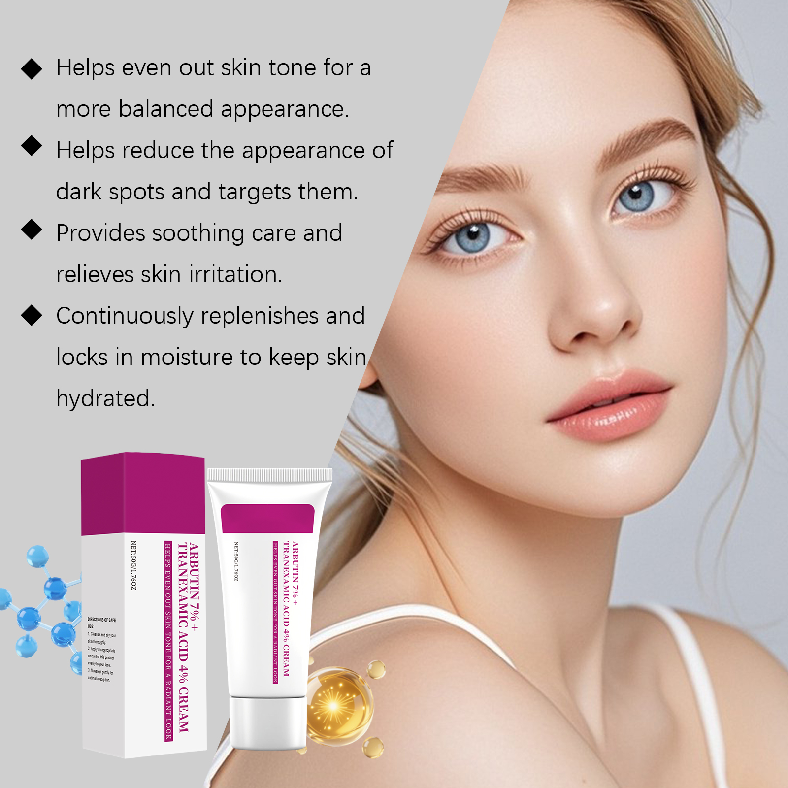 Arbutin Face Cream Moisturizing Nourishing Even Skin Tone Dark Spot Fading Daily Face Care 1 PCS