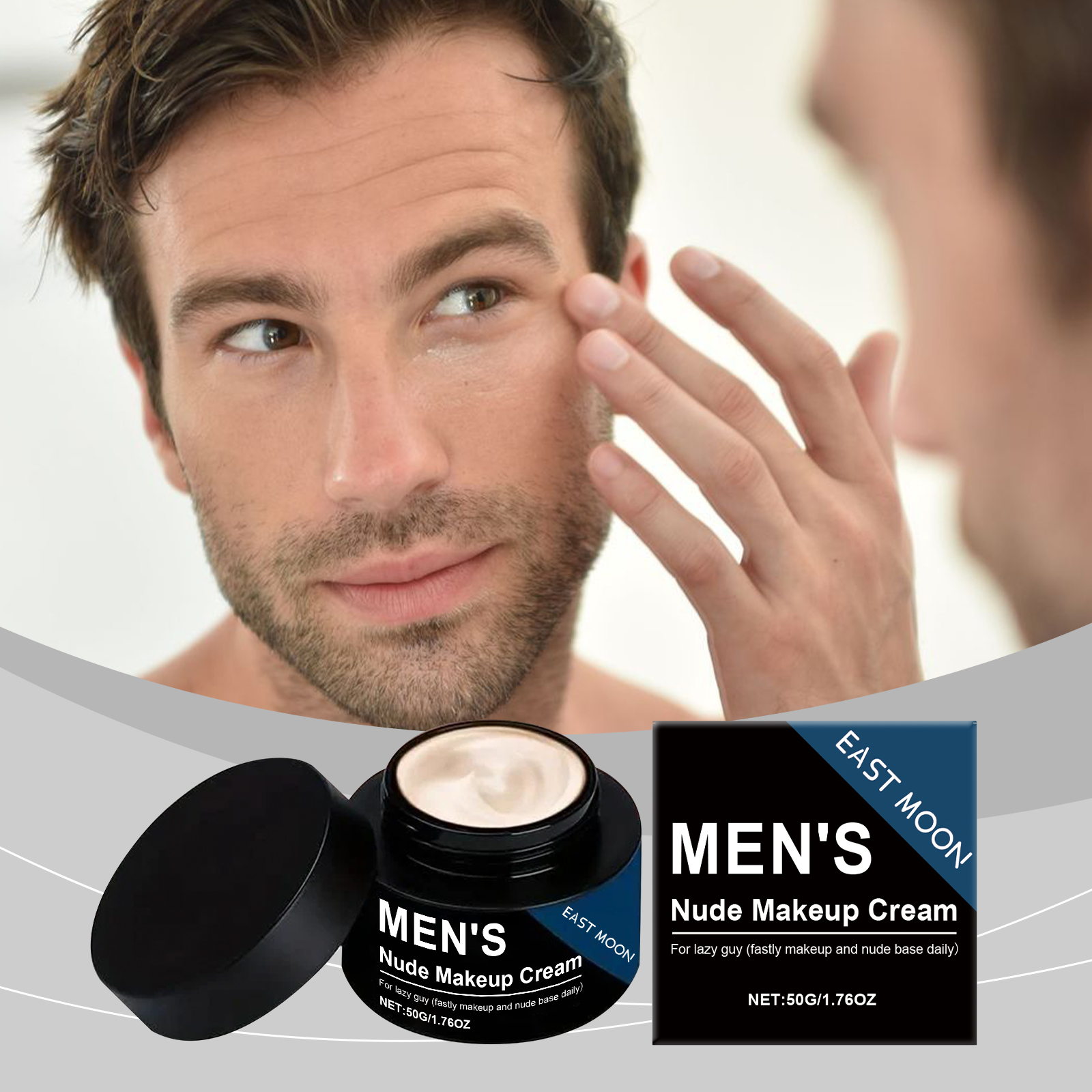 Men Tinted Moisturizer Cream Natural Nude Lightweight Coverage Waterproof Sweat Resistant Daily Face Care 50g