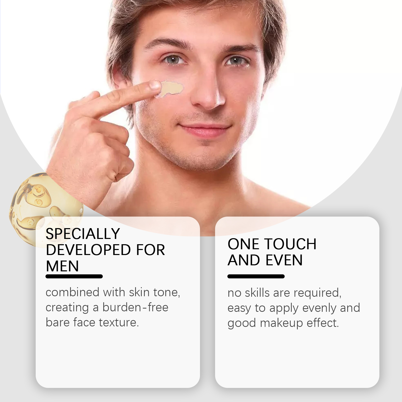 Men Tinted Moisturizer Cream Natural Nude Lightweight Coverage Waterproof Sweat Resistant Daily Face Care 50g