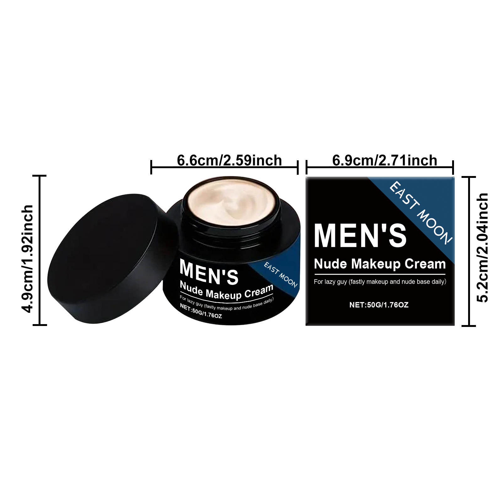 Men Tinted Moisturizer Cream Natural Nude Lightweight Coverage Waterproof Sweat Resistant Daily Face Care 50g