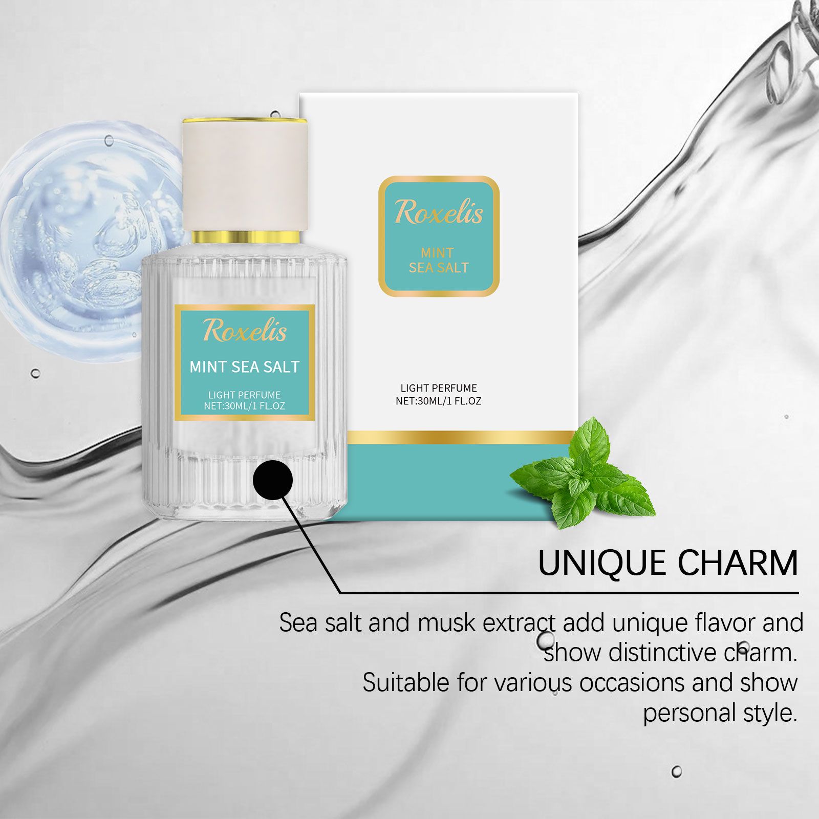 Mint Sea Salt Perfume Fresh Woody Long Lasting Elegant For Daily Wear And Dates