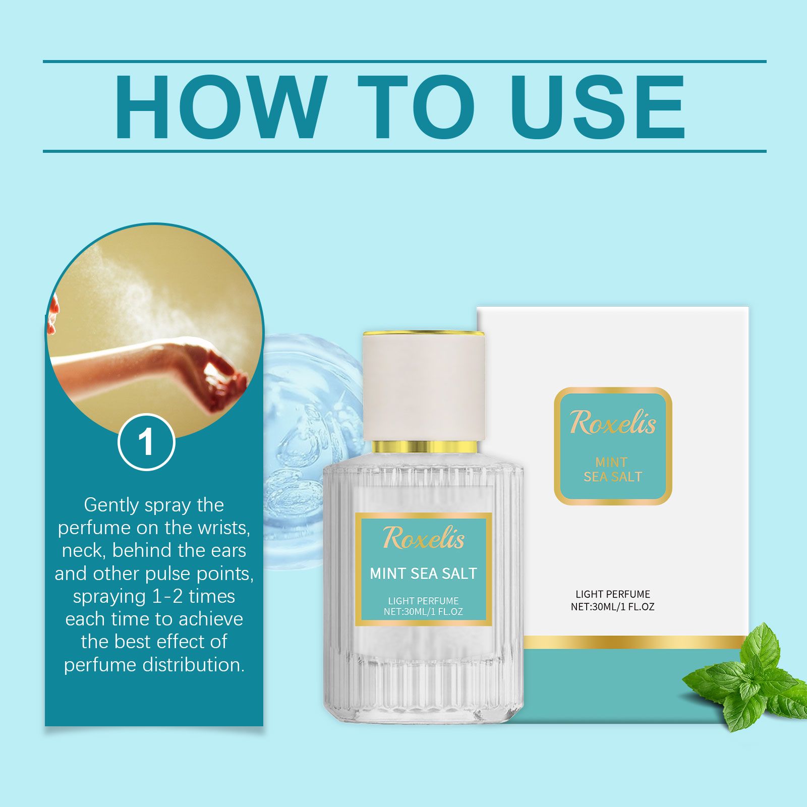 Mint Sea Salt Perfume Fresh Woody Long Lasting Elegant For Daily Wear And Dates