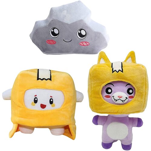 Lankybox Plush FOXY + BOXY + ROCKY Soft Toys Kid Game Figure Doll