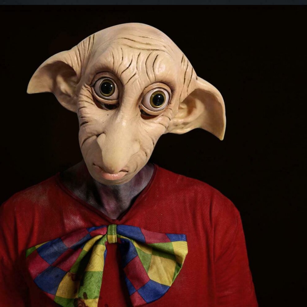 Dobby Mask Full Face with Elf Ears Latex Realistic for Halloween Cosplay Costume Carnival festivals Harry Potter  party Masquerade Props Men Adult Teens Size