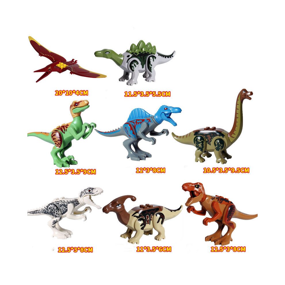 Jurassic Dinosaurs Minifigures Building Toys Playset 20 Pcs with Khaki Velociraptor Green Velociraptor Velociraptor Small Tyrannosaurus Rex Indominus Rex Tyrannosaurus Triceratops Tyrannosaurus Rex Stegosaurus Dilophosaurus Gifts for Kids