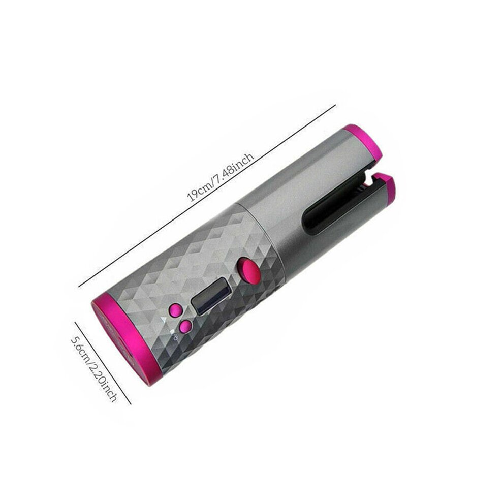 ((White Electric Auto Rotating)) Cordless Automatic Hair Curler | Portable Curling Tongs