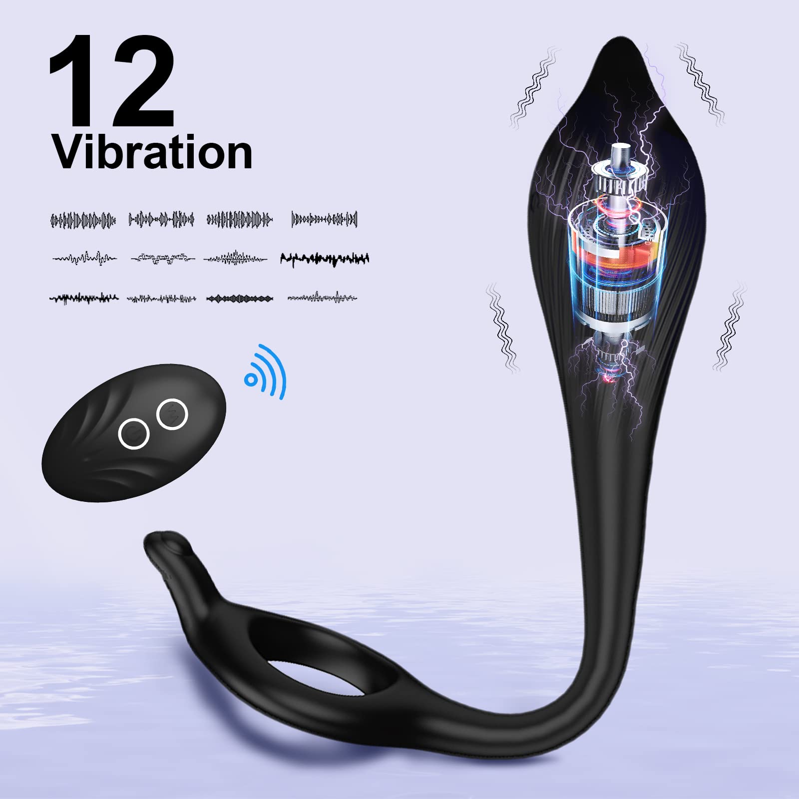 Male Cock Ring Massager Love Egg Vibrator Vibrating Ball for Couples Anal Butt Plug Penis Ring Adult Sex Toys Wireless Remote Control 12 Vibration Mode Rechargeable G Spot Clit Anal Stimulate