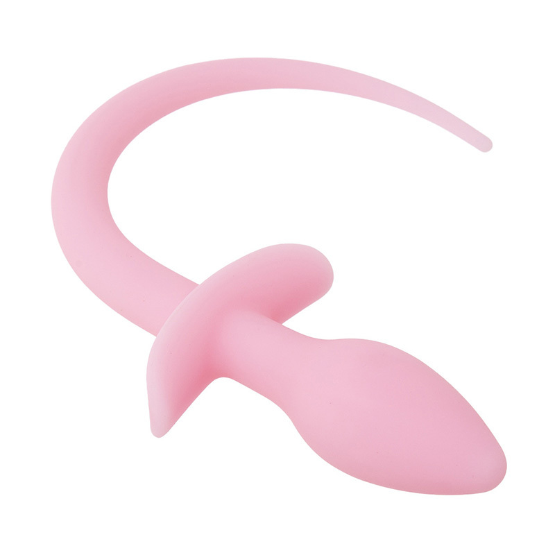 Sex Toy Anal Vaginal Plug Tail Silicone Masturbation Device Adult Men Women Sex Trainer with Luminous Effect Light Pink