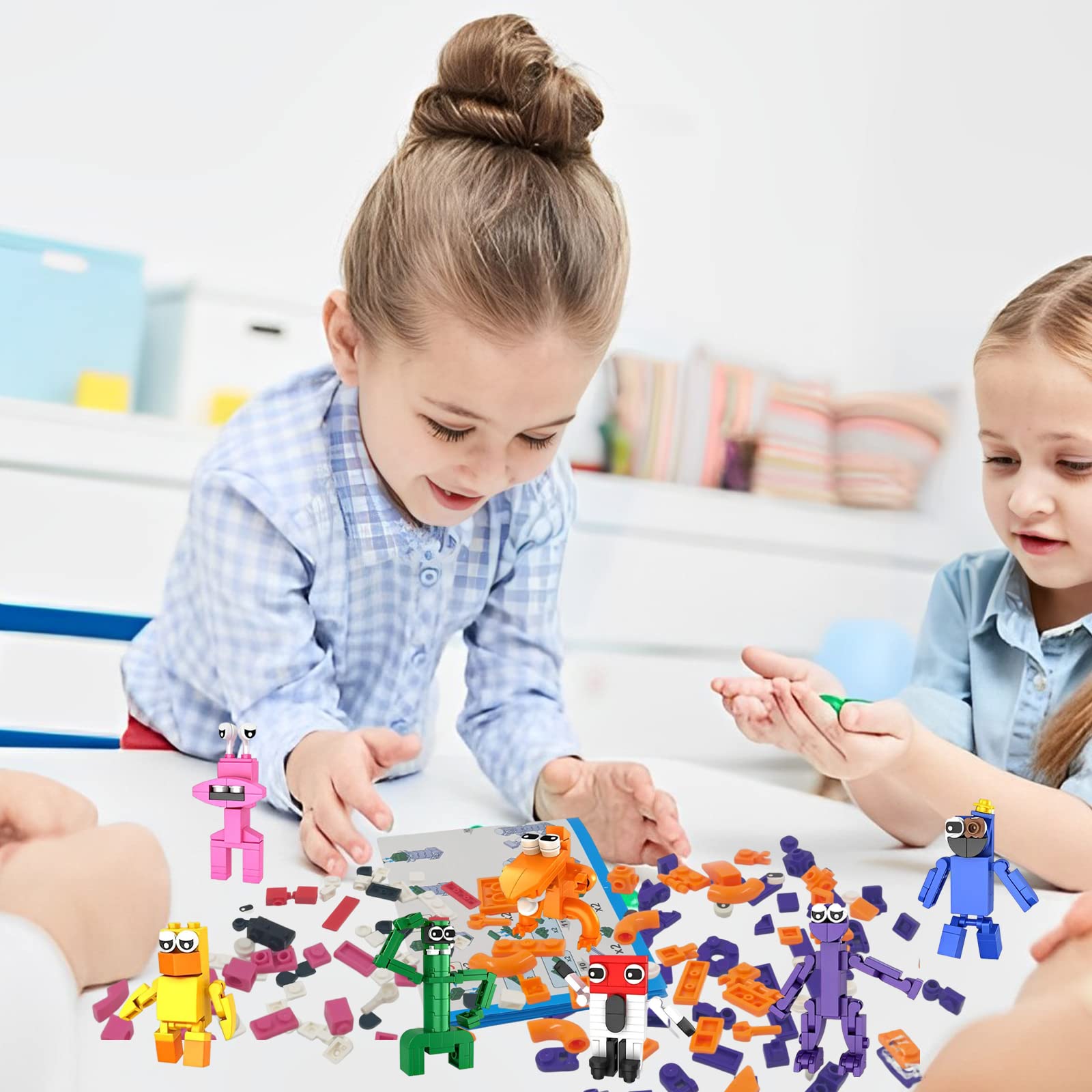Building Blocks Toy Rainbow Friends Mini Figures 7pcs Action Figures Detachable Puzzle Toy Cartoon Characters Statue Model Figure Ornaments Fans Kids Gifts