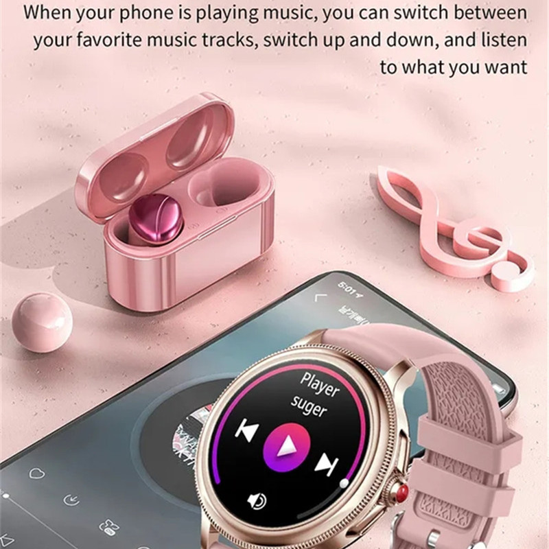 (Gold Steel) Smart Watch Women Fitness Tracker Bracelet Sports Ladies Fashion Smartwatch Bluetooth Call Heart Rate Blood Oxygen Blood Pressure Monitor