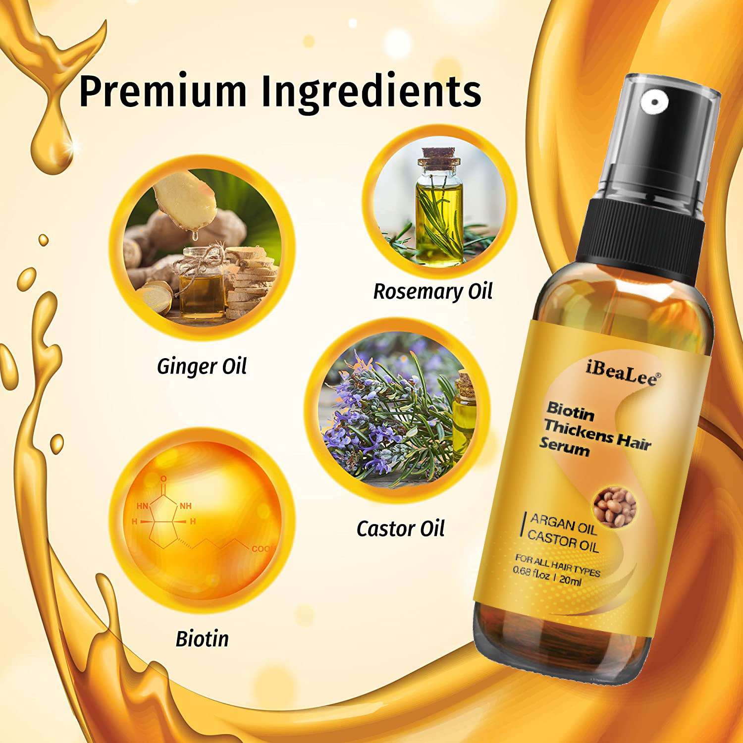 iBeaLee Hair Growth Serum Biotin Hair Loss Prevention Thinning Hair Treatment