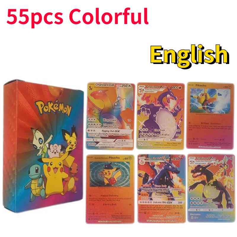 55Pcs Pokemons Card Shining GX VMAX V MAX Cards Game Battle Carte Trading Children Toy