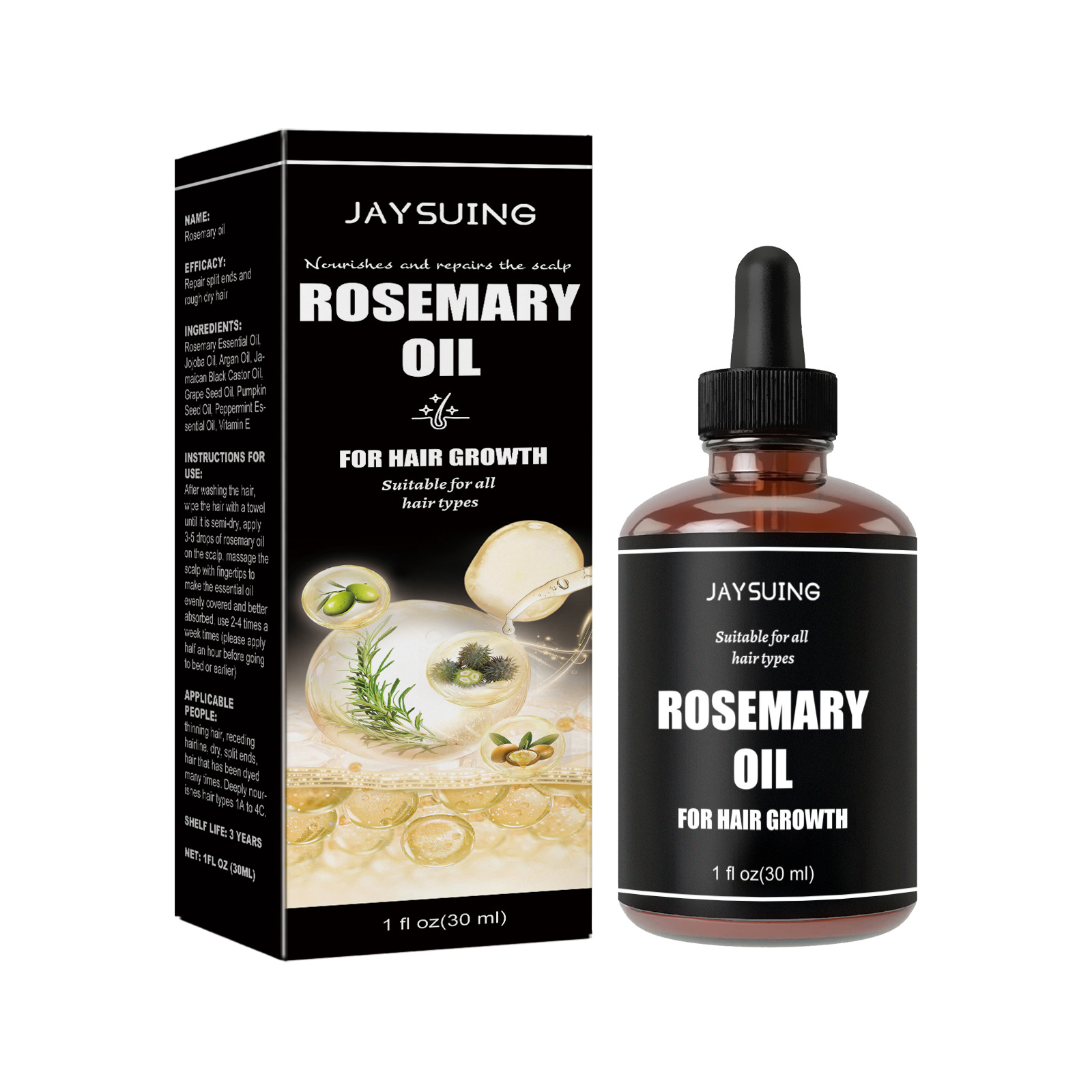 Rosemary Hair Essential Oil for Hair Growth Refresh Nourish Rosemary Oil for Hair Growth Reduce Hair Loss Prevent Split Ends 30ml
