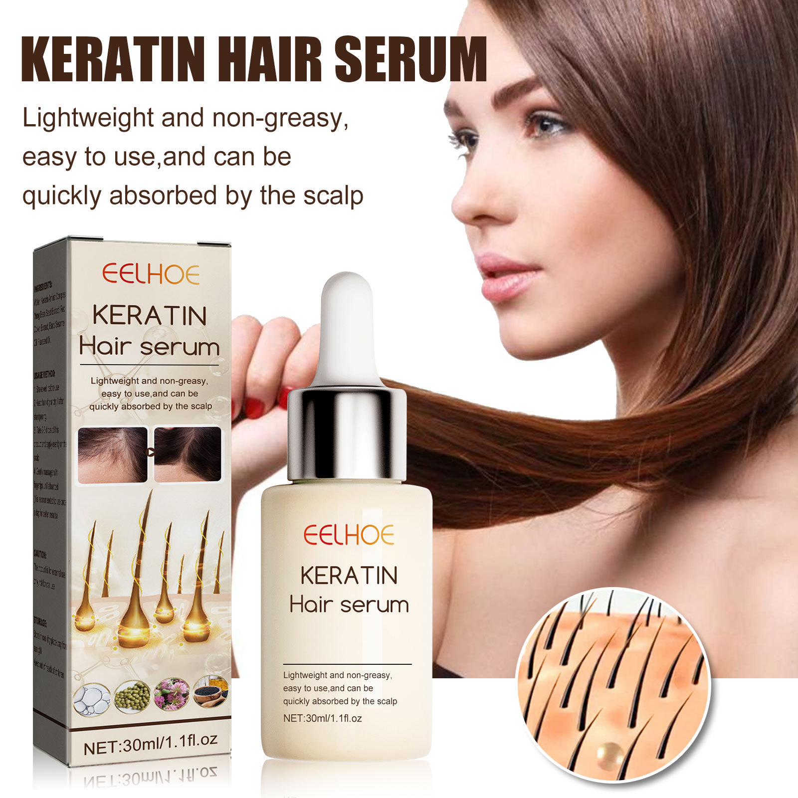 Hair Serum Dense Hair Essence Moisturizing Hair Repair Hair Root Thickening Hairline Strengthening Firming Hair Care