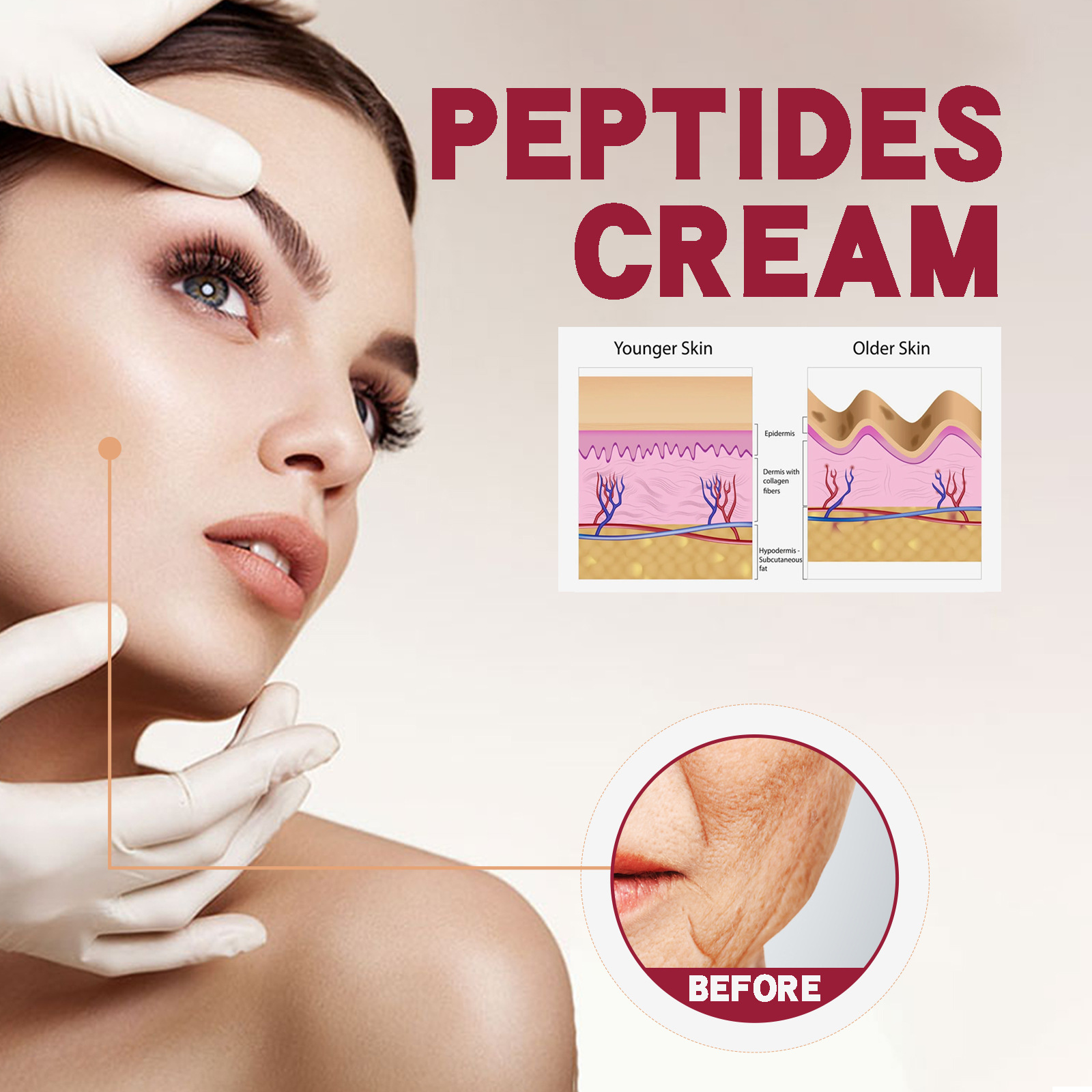 Hyaluronic Acid Face Cream Peptides Face Cream Reduce Fine Lines Lift Firm Smooth Anti Wrinkle Brighten Moisture Anti Aging Lightening Fast Effective
